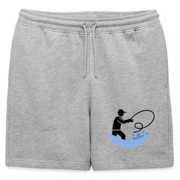 Fishing & Fishing | Petri Heil Hobby Logo - Mens' Premium Organic Sweatshorts - heather grey - Front - AI Model Male 178 light (178cm)