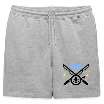 Fishing & Fishing | Petri Heil Hobby Logo - Mens' Premium Organic Sweatshorts - heather grey - Front - AI Model Male 178 light (178cm)