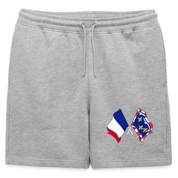 Centre-Val de Loire & France - Short de survêtement homme premium - gris chiné - Devant - AI Model Male 178 light (178cm)