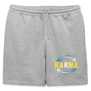 Karma - Design minimaliste et statement - Short de survêtement homme premium - gris chiné - Devant - AI Model Male 178 light (178cm)