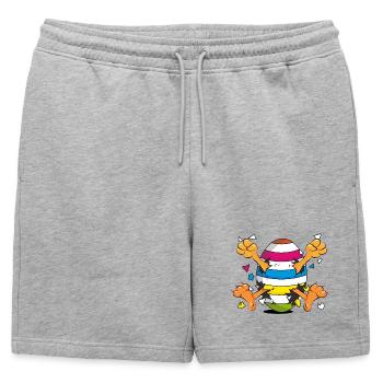 Poussin drôle dans un motif de dessin animé Easter Egg - Short de survêtement homme premium - gris chiné - Devant - AI Model Male 178 light (178cm)