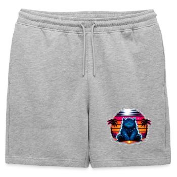 Petit chaton câlin dans le cosmos néon - Short de survêtement homme premium - gris chiné - Devant - AI Model Male 178 light (178cm)