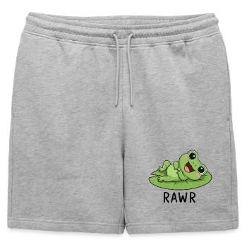 Cute cartoon frog with water lily laughing joy - Mens' Premium Organic Sweatshorts - heather grey - Front - AI Model Male 178 light (178cm)