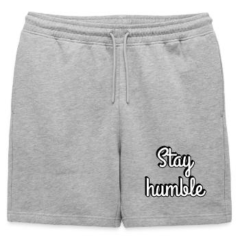 Stay Humble Script Typography - Mens' Premium Organic Sweatshorts - heather grey - Front - AI Model Male 178 light (178cm)