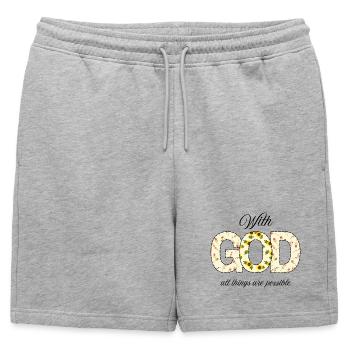 GOD - Mens' Premium Organic Sweatshorts - heather grey - Front - AI Model Male 178 light (178cm)