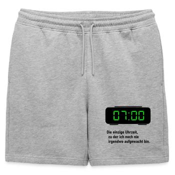 Die einzige Uhrzeit - Männer Premium Organic Sweatshorts - Grau meliert - Vorne - AI Model Male 178 light (178cm)