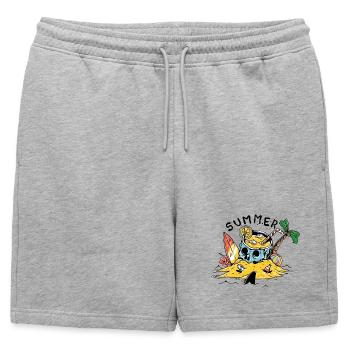 Conception de l’île de la plage du crâne d’été - Short de survêtement homme premium - gris chiné - Devant - AI Model Male 178 light (178cm)