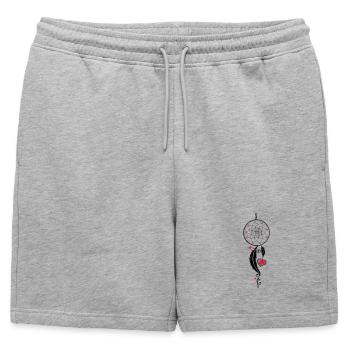 Dreamcatcher with heart and feathers, girlie style - Mens' Premium Organic Sweatshorts - heather grey - Front - AI Model Male 178 light (178cm)