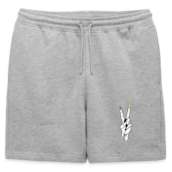 Victoire Ukraine Paix - Short de survêtement homme premium - gris chiné - Devant - AI Model Male 178 light (178cm)