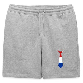 Cravate tricolore en rouge, blanc, bleu - Short de survêtement homme premium - gris chiné - Devant - AI Model Male 178 light (178cm)