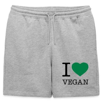J’AIME VEGAN Veganer - Short de survêtement homme premium - gris chiné - Devant - AI Model Male 178 light (178cm)