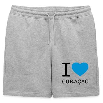 I LOVE CURACAO - Mens' Premium Organic Sweatshorts - heather grey - Front - AI Model Male 178 light (178cm)