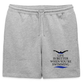 swim - Mens' Premium Organic Sweatshorts - heather grey - Front - AI Model Male 178 light (178cm)