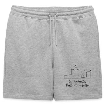 La Rochelle design noir by Nicolas Poitevin - Short de survêtement homme premium - gris chiné - Devant - AI Model Male 178 light (178cm)