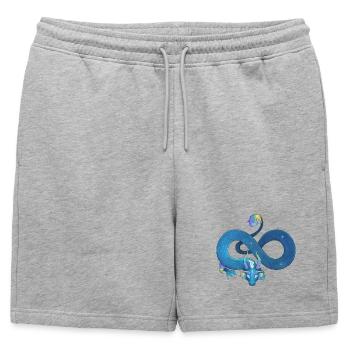 Blue Ink Spirits - Dragon Bleu Arc-En-Ciel Infini - Short de survêtement homme premium - gris chiné - Devant - AI Model Male 178 light (178cm)