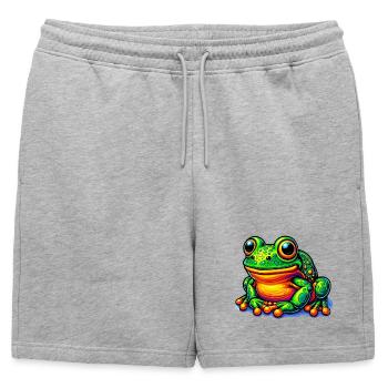 Grenouille - Short de survêtement homme premium - gris chiné - Devant - AI Model Male 178 light (178cm)