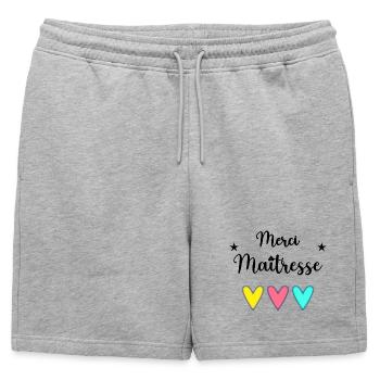 MISTRESS. THANK YOU. THANK YOU MISTRESS. MASTERS' GIFT - Mens' Premium Organic Sweatshorts - heather grey - Front - AI Model Male 178 light (178cm)