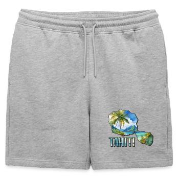 Watercolor Map Tahiti - Mens' Premium Organic Sweatshorts - heather grey - Front - AI Model Male 178 light (178cm)