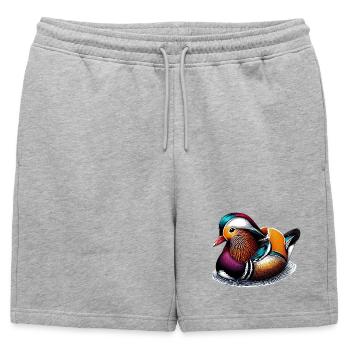 Canard mandarin - Short de survêtement homme premium - gris chiné - Devant - AI Model Male 178 light (178cm)