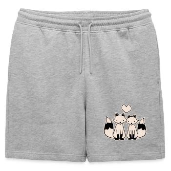 Foxes in love - Mens' Premium Organic Sweatshorts - heather grey - Front - AI Model Male 178 light (178cm)