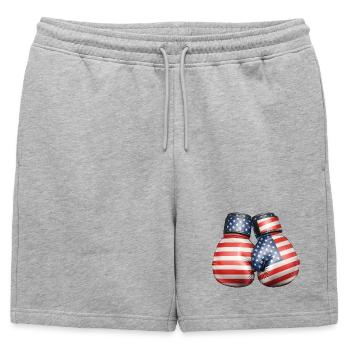 Gants de boxe des drapeaux américains - Short de survêtement homme premium - gris chiné - Devant - AI Model Male 178 light (178cm)
