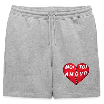 Cœur brisé YOU LOVE ME – Design Saint-Valentin amo - Short de survêtement homme premium - gris chiné - Devant - AI Model Male 178 light (178cm)