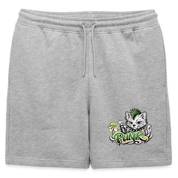Punkkatz Graffiti Mohawk - Short de survêtement homme premium - gris chiné - Devant - AI Model Male 178 light (178cm)