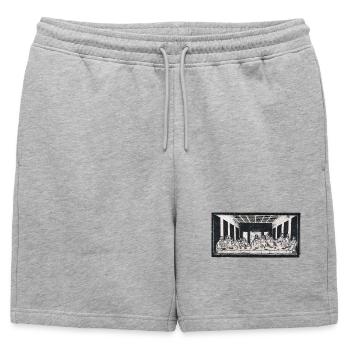 La Cène  - Short de survêtement homme premium - gris chiné - Devant - AI Model Male 178 light (178cm)