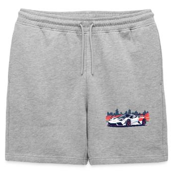 Supercar de course avec un accent rouge - Short de survêtement homme premium - gris chiné - Devant - AI Model Male 178 light (178cm)