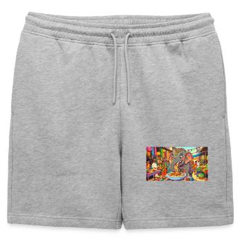 Art drôle de l’éléphant mangeant des spaghettis - Short de survêtement homme premium - gris chiné - Devant - AI Model Male 178 light (178cm)