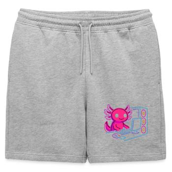 Conception de PC de jeu Axolotl Gamer Style Neon - Short de survêtement homme premium - gris chiné - Devant - AI Model Male 178 light (178cm)