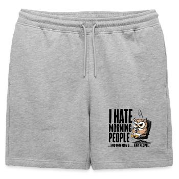 Hibou dans le siège exécutif Café - Short de survêtement homme premium - gris chiné - Devant - AI Model Male 178 light (178cm)