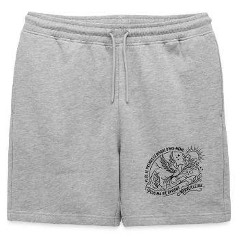 Plus je prends le risque d'être moi même, Plus ma  - Short de survêtement homme premium - gris chiné - Devant - AI Model Male 178 light (178cm)