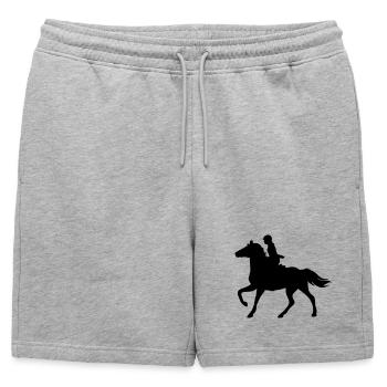 Chevaux,cheval,équitation,poney,cow-boy,trot,galop - Short de survêtement homme premium - gris chiné - Devant - AI Model Male 178 light (178cm)