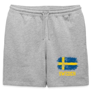 Graphique du drapeau du pinceau suédois - Short de survêtement homme premium - gris chiné - Devant - AI Model Male 178 light (178cm)