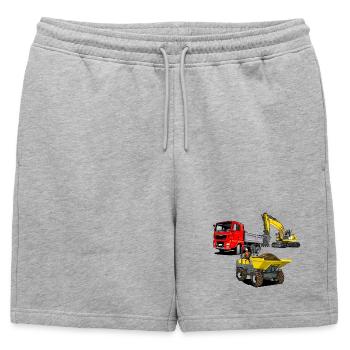 Véhicules de chantier - Short de survêtement homme premium - gris chiné - Devant - AI Model Male 178 light (178cm)