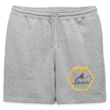 love honey - Short de survêtement homme premium - gris chiné - Devant - AI Model Male 178 light (178cm)