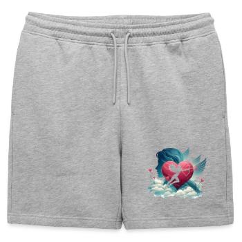 Cupidon Archer Oeuvre de cœur - Short de survêtement homme premium - gris chiné - Devant - AI Model Male 178 light (178cm)