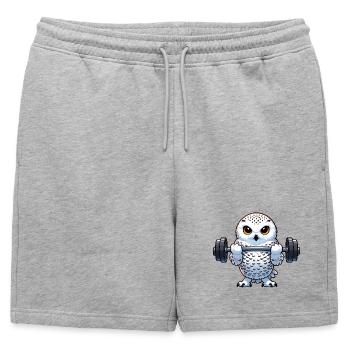Owl Snowy Owl Workout Fitness Training - Mens' Premium Organic Sweatshorts - heather grey - Front - AI Model Male 178 light (178cm)