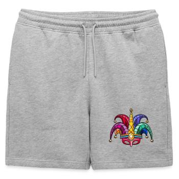 Colorful Fool's Cap Mask – Carnival Carnival - Mens' Premium Organic Sweatshorts - heather grey - Front - AI Model Male 178 light (178cm)