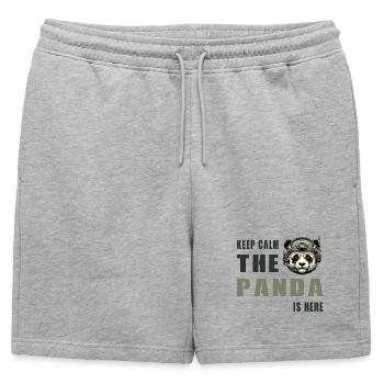 Panda tactique – Restez calme - Short de survêtement homme premium - gris chiné - Devant - AI Model Male 178 light (178cm)