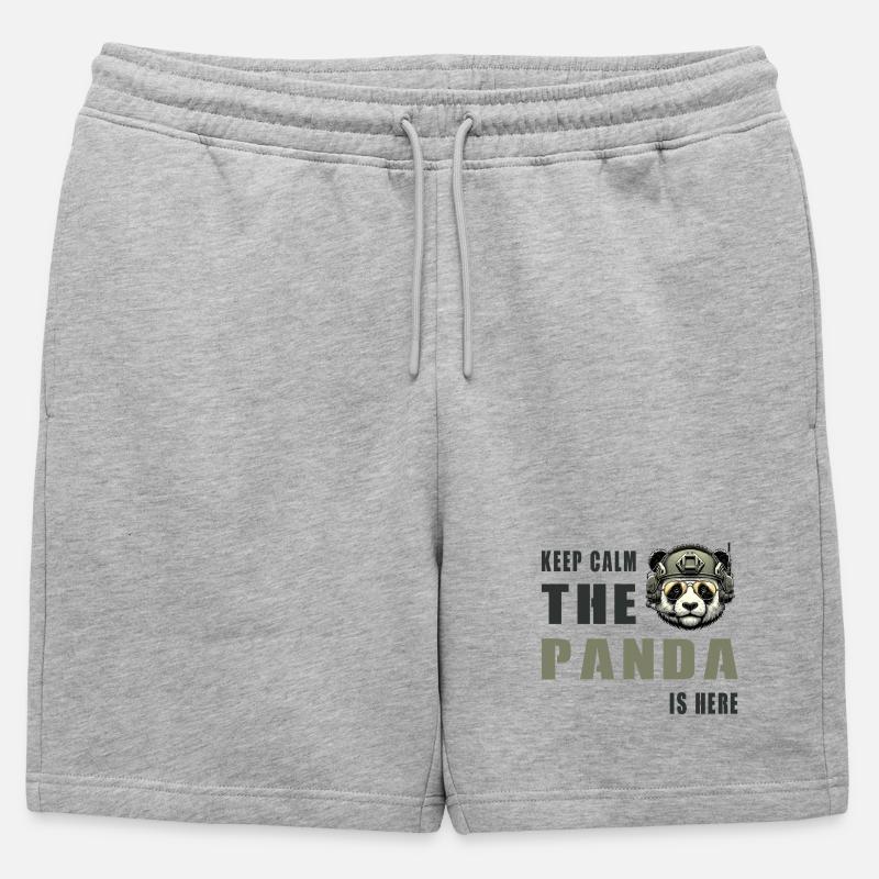 Tactical Panda – Keep Calm - Mens' Premium Organic Sweatshorts - heather grey