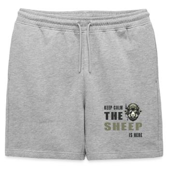 Mouton – Conception Keep Calm - Short de survêtement homme premium - gris chiné - Devant - AI Model Male 178 light (178cm)