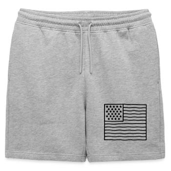 Drapeau USA - Short de survêtement homme premium - gris chiné - Devant - AI Model Male 178 light (178cm)