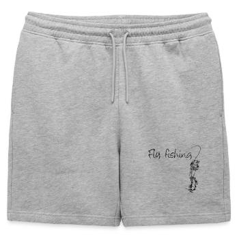 Fly fishing - Mens' Premium Organic Sweatshorts - heather grey - Front - AI Model Male 178 light (178cm)