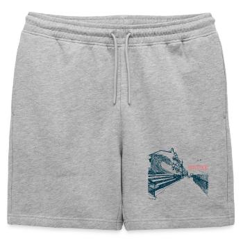 Hossegor Côte Atlantique – Vague dessinée à la main - Short de survêtement homme premium - gris chiné - Devant - AI Model Male 178 light (178cm)