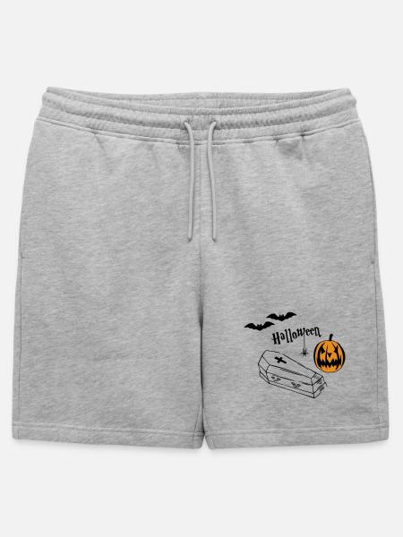 Halloween Pumpkin Silhouette - Mens' Premium Organic Sweatshorts - heather grey
