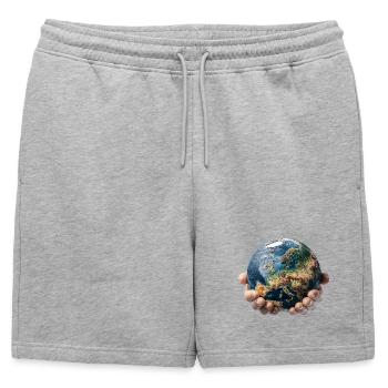 La Terre entre les mains : Responsabilité mondiale - Short de survêtement homme premium - gris chiné - Devant - AI Model Male 178 light (178cm)