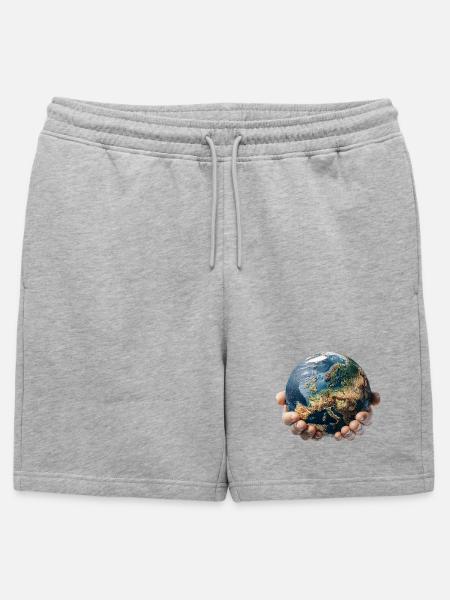 Earth in Hands: Global Responsibility - Mens' Premium Organic Sweatshorts - heather grey