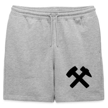 Marteau et un burin - Short de survêtement homme premium - gris chiné - Devant - AI Model Male 178 light (178cm)